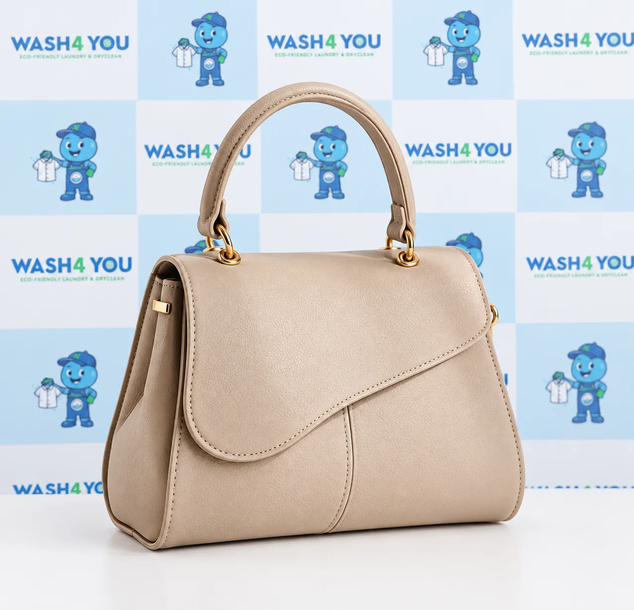 Beige handbag after Wash4You care