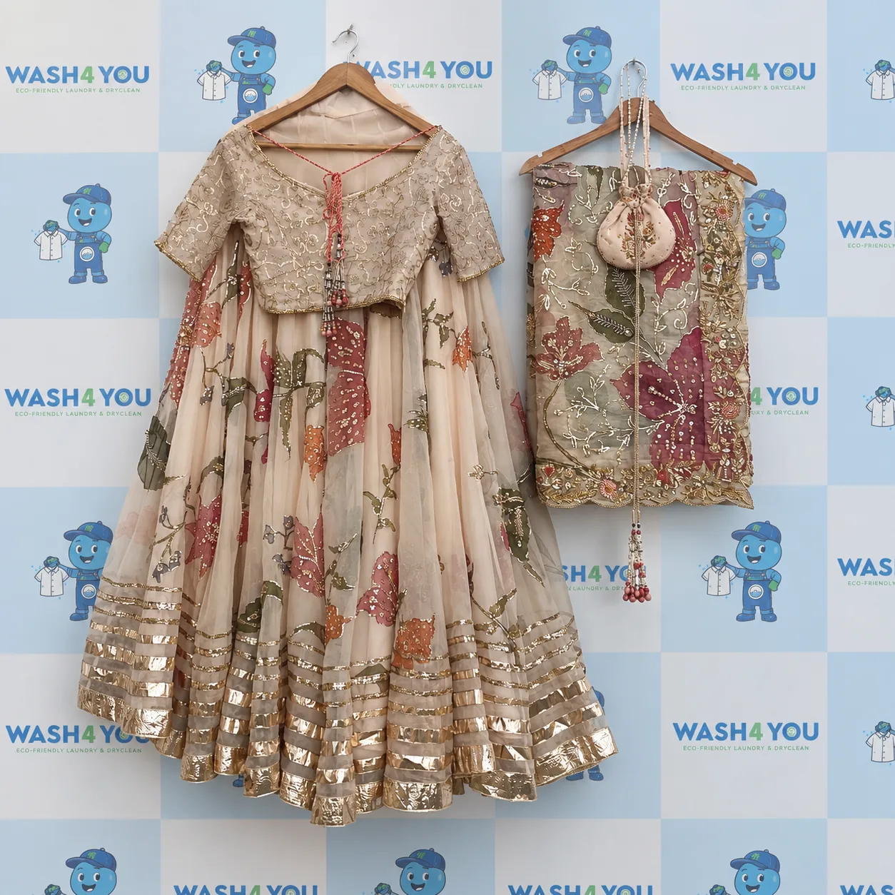Designer lehenga set after Wash4You care