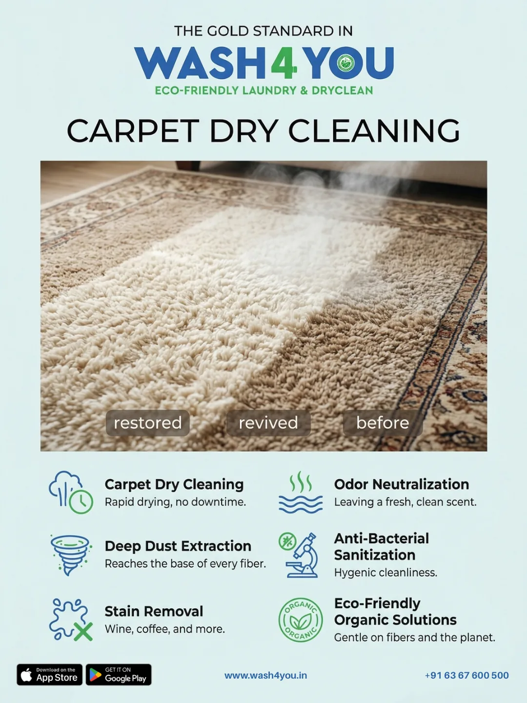 Carpet dry cleaning by Wash4You