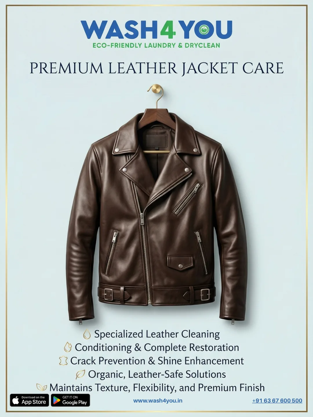 Leather jacket care by Wash4You
