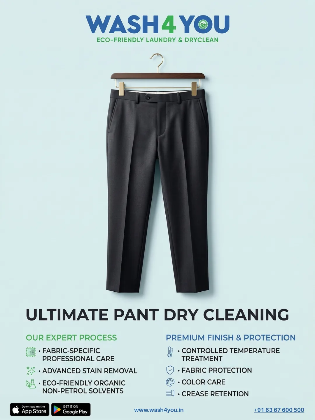 Pant dry cleaning by Wash4You
