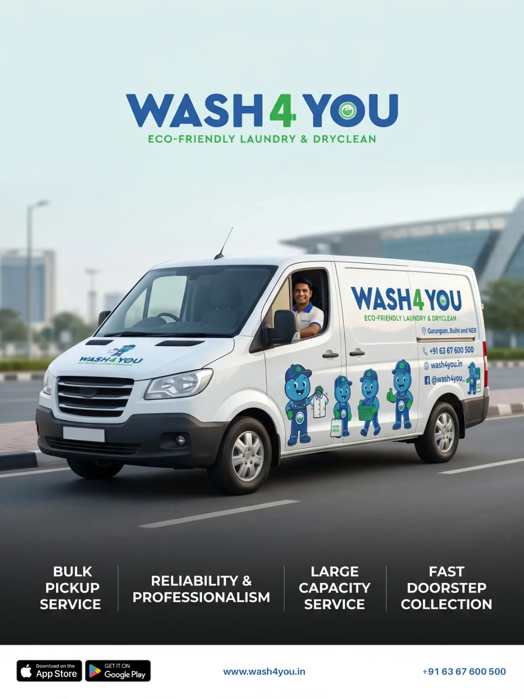 Wash4You pickup van for bulk collection
