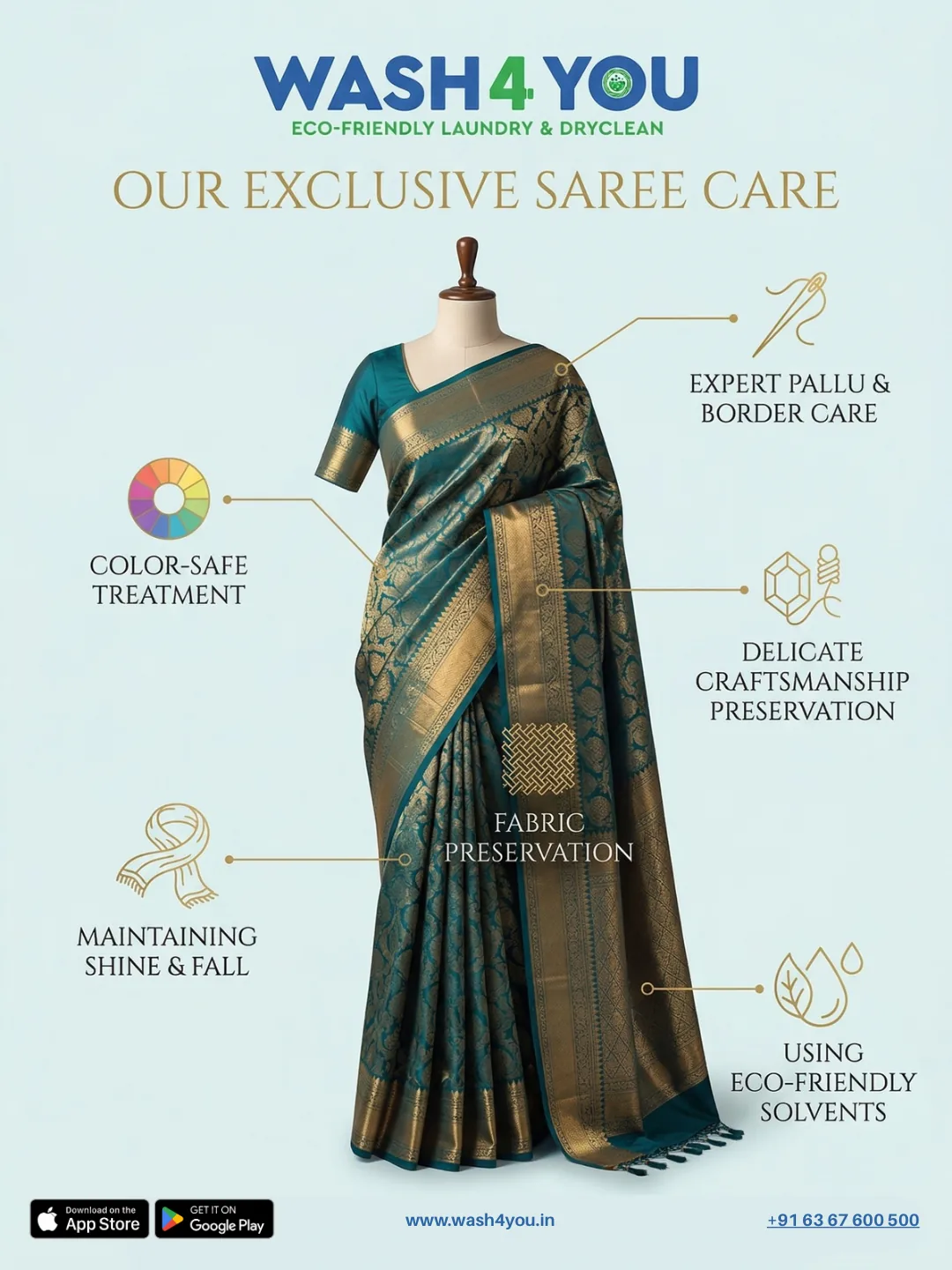 Exclusive saree care by Wash4You