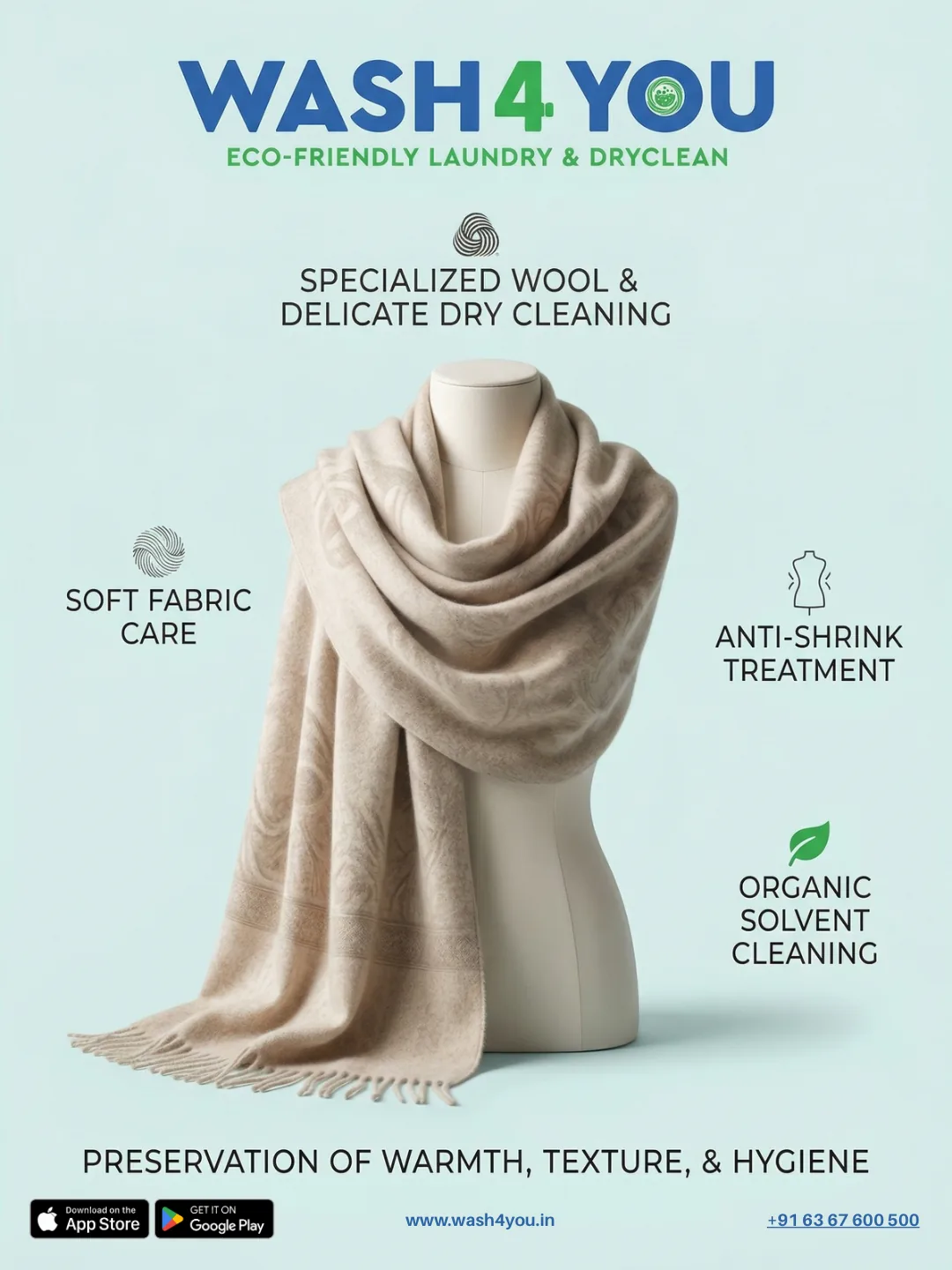 Shawl wool dry cleaning by Wash4You