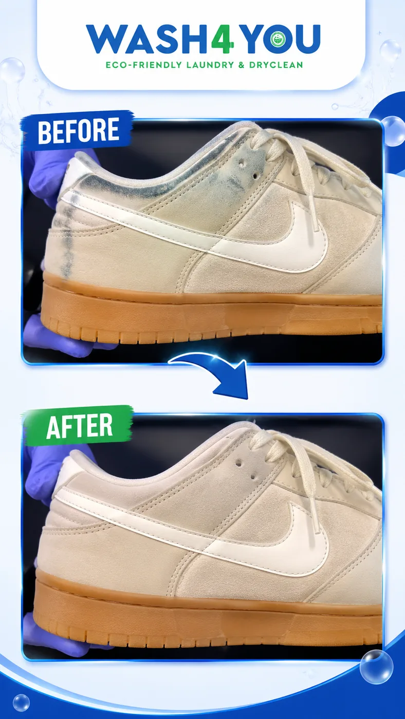 Sneaker before and after cleaning