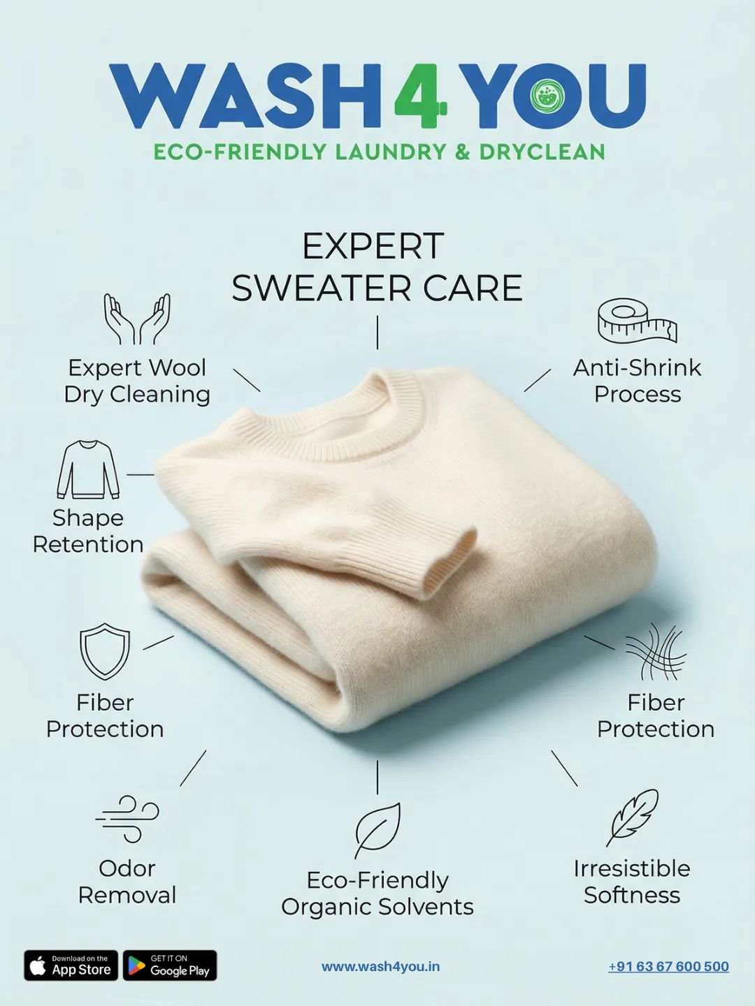 Expert sweater care by Wash4You