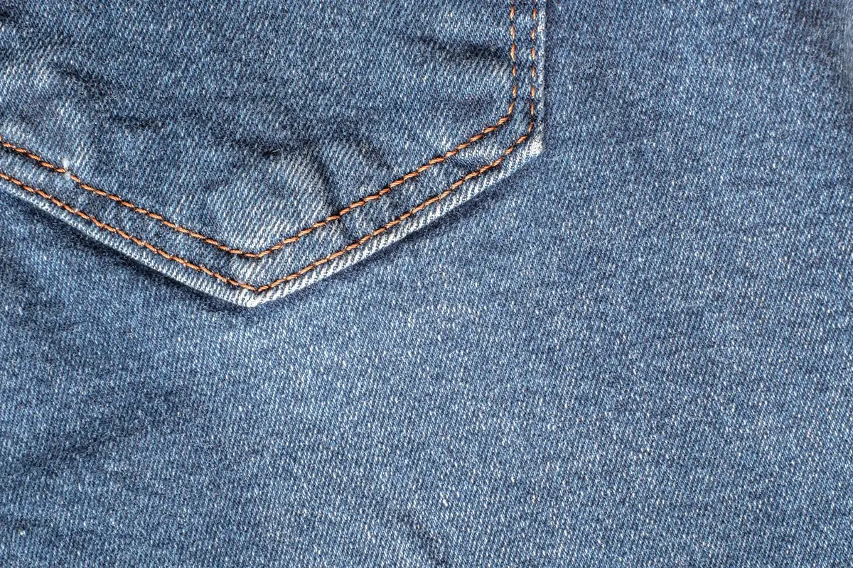 Close-up of denim pocket stitching