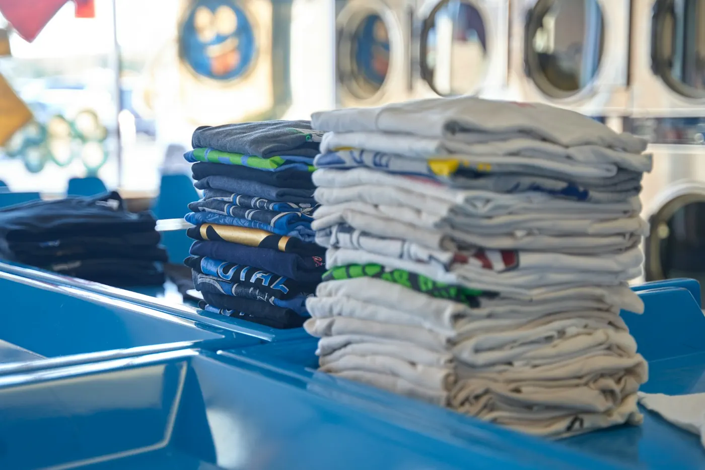 Stacks of freshly folded laundry